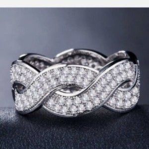 Silver plated 925 Woven diamond Ring